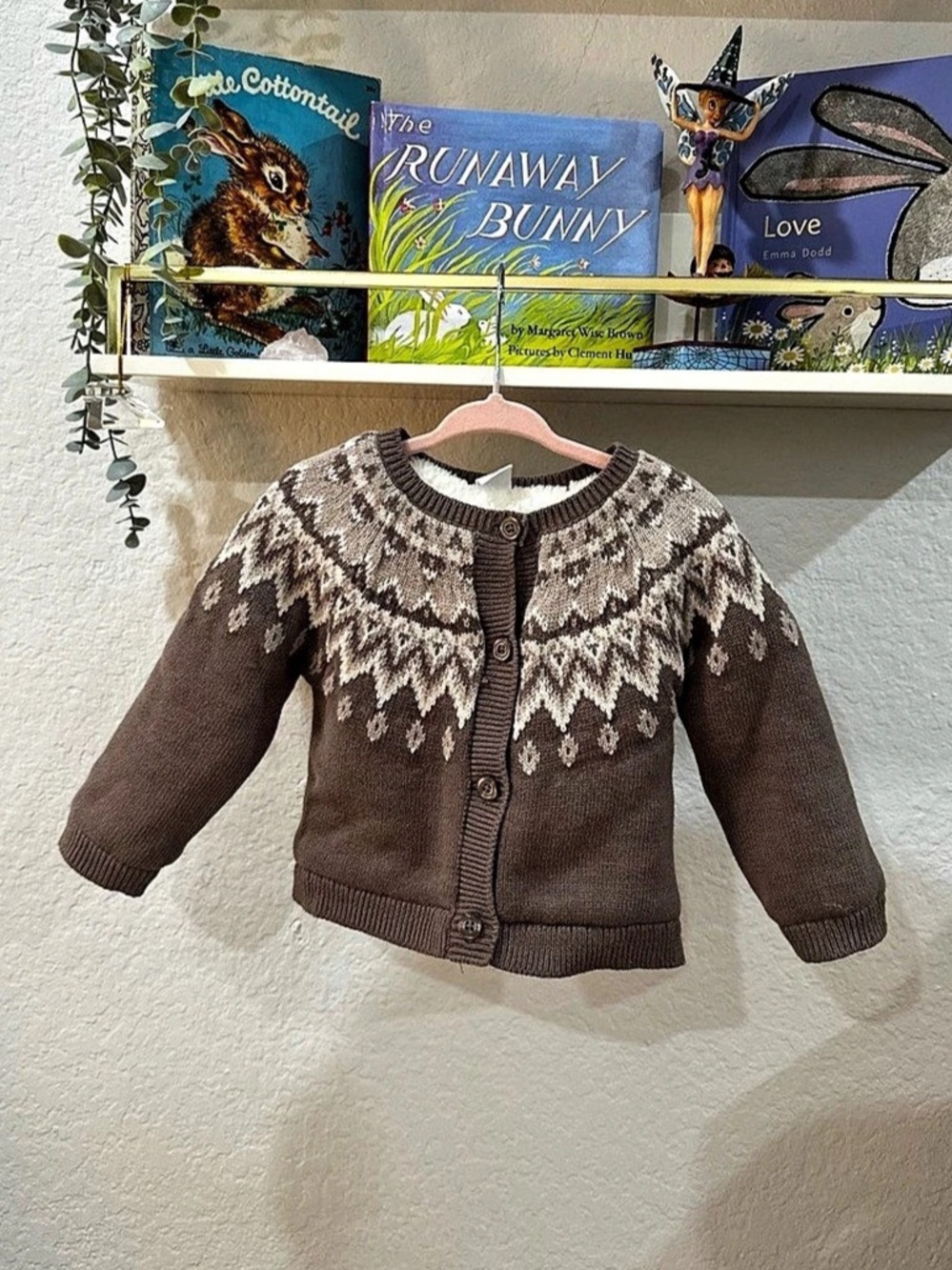 GAP Brown Fair Isle Cardigan & Beanie Matching Set